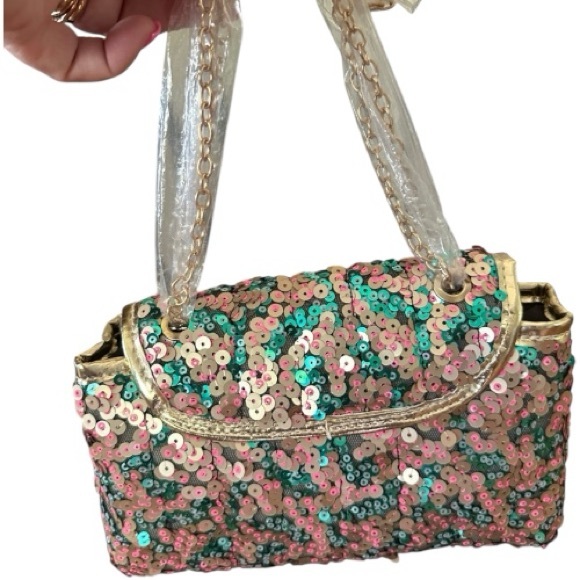 Olivia Miller Multicolor Sequin Mini Purse w/ Bow & Chain Handles (NWT) - Picture 2 of 11